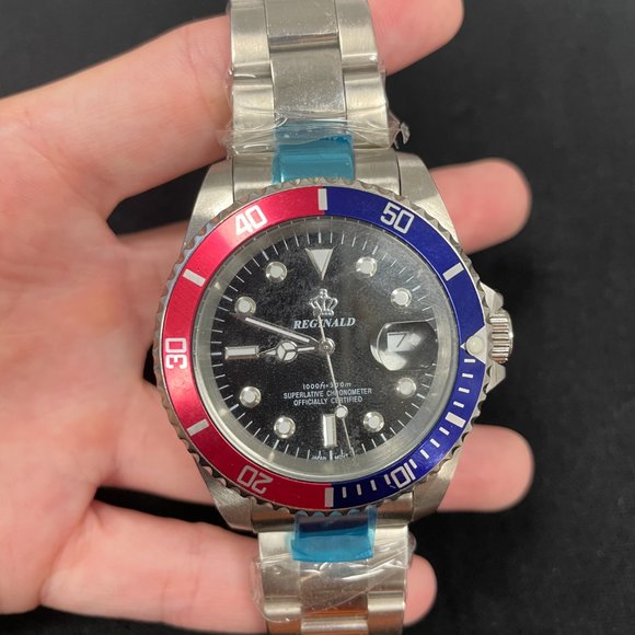 Reginald Half Blue Half Red Stainless Steel Watch - Picture 2 of 2